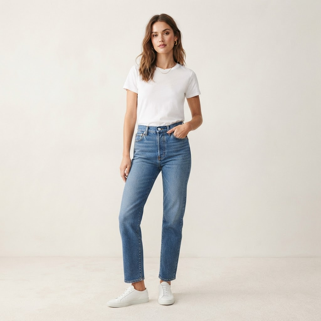 High-Rise Straight Jeans